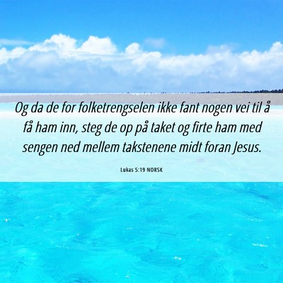 Picture 06 - Lukas 5:19 NORSK - Og da de for folketrengselen ikke fant nogen vei - Bible Verse Picture