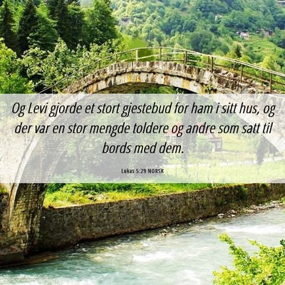 Picture 06 - Lukas 5:29 NORSK - Og Levi gjorde et stort gjestebud for ham i sitt - Bible Verse Picture