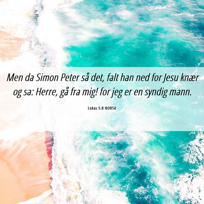 Picture 06 - Lukas 5:8 NORSK - Men da Simon Peter så det, falt han ned for Jesu - Bible Verse Picture