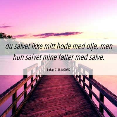 Picture 06 - Lukas 7:46 NORSK - du salvet ikke mitt hode med olje, men hun salvet - Bible Verse Picture
