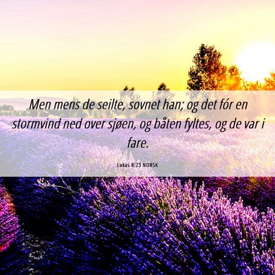 Picture 06 - Lukas 8:23 NORSK - Men mens de seilte, sovnet han; og det fór en - Bible Verse Picture