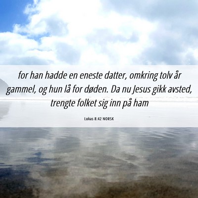 Picture 06 - Lukas 8:42 NORSK - for han hadde en eneste datter, omkring tolv år - Bible Verse Picture