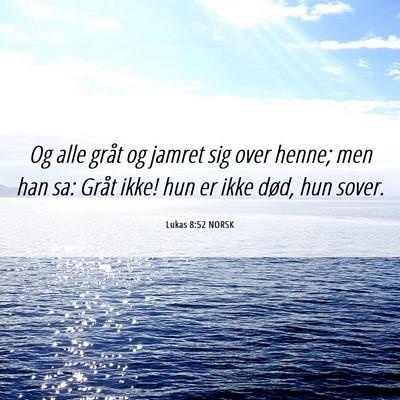 Picture 06 - Lukas 8:52 NORSK - Og alle gråt og jamret sig over henne; men han - Bible Verse Picture