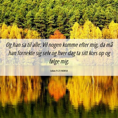 Picture 06 - Lukas 9:23 NORSK - Og han sa til alle: Vil nogen komme efter mig, da - Bible Verse Picture