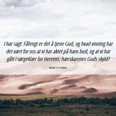 Picture 06 - Malaki 3:14 NORSK - I har sagt: Fåfengt er det å tjene Gud, og hvad - Bible Verse Picture