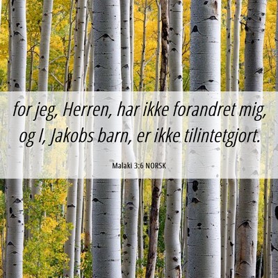 Picture 06 - Malaki 3:6 NORSK - for jeg, Herren, har ikke forandret mig, og I, - Bible Verse Picture