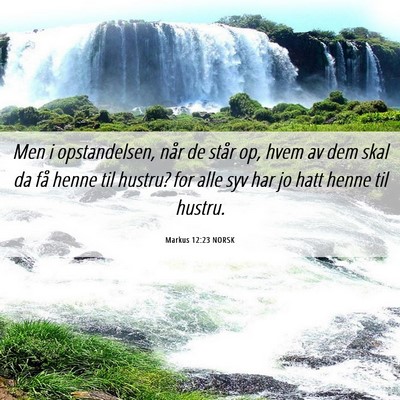 Picture 06 - Markus 12:23 NORSK - Men i opstandelsen, når de står op, hvem av dem - Bible Verse Picture