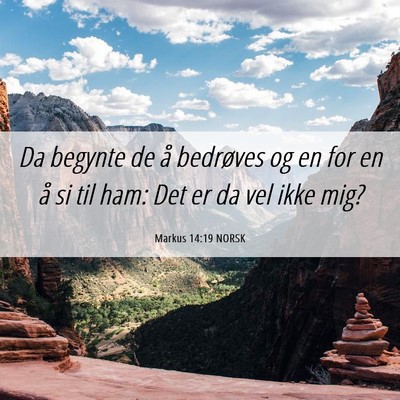 Picture 06 - Markus 14:19 NORSK - Da begynte de å bedrøves og en for en å si til - Bible Verse Picture