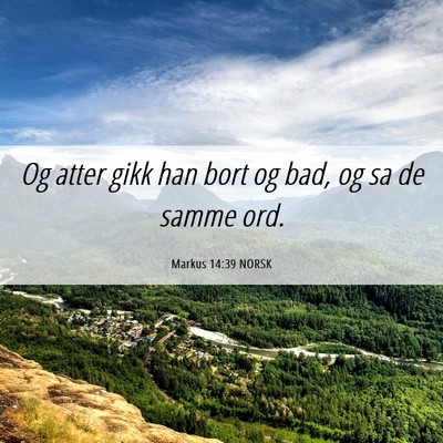 Picture 06 - Markus 14:39 NORSK - Og atter gikk han bort og bad, og sa de samme - Bible Verse Picture