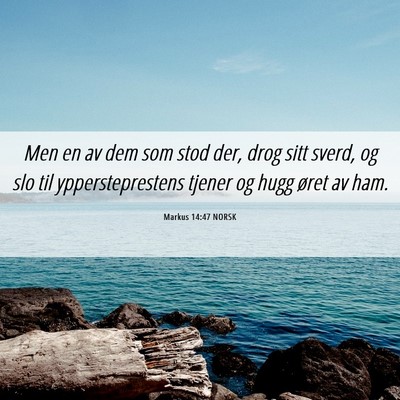Picture 06 - Markus 14:47 NORSK - Men en av dem som stod der, drog sitt sverd, og - Bible Verse Picture