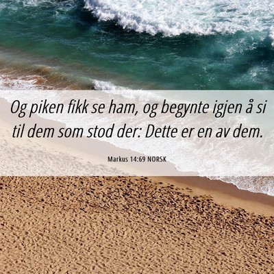 Picture 06 - Markus 14:69 NORSK - Og piken fikk se ham, og begynte igjen å si til - Bible Verse Picture