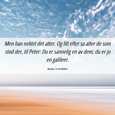 Picture 06 - Markus 14:70 NORSK - Men han nektet det atter. Og litt efter sa atter - Bible Verse Picture