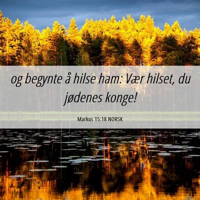 Picture 06 - Markus 15:18 NORSK - og begynte å hilse ham: Vær hilset, du jødenes - Bible Verse Picture