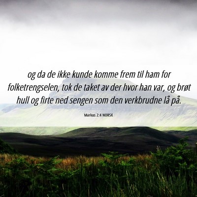 Picture 06 - Markus 2:4 NORSK - og da de ikke kunde komme frem til ham for - Bible Verse Picture