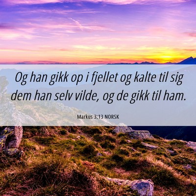 Picture 06 - Markus 3:13 NORSK - Og han gikk op i fjellet og kalte til sig dem han - Bible Verse Picture