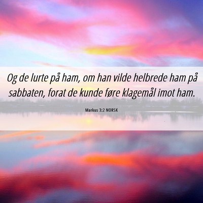 Picture 06 - Markus 3:2 NORSK - Og de lurte på ham, om han vilde helbrede ham - Bible Verse Picture