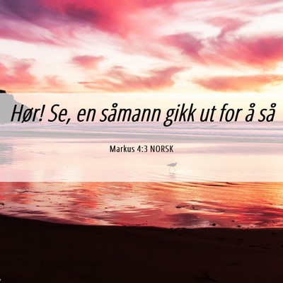 Picture 06 - Markus 4:3 NORSK - Hør! Se, en såmann gikk ut for å - Bible Verse Picture