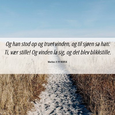 Picture 06 - Markus 4:39 NORSK - Og han stod op og truet vinden, og til sjøen sa - Bible Verse Picture