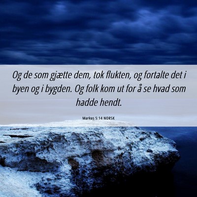 Picture 06 - Markus 5:14 NORSK - Og de som gjætte dem, tok flukten, og fortalte - Bible Verse Picture