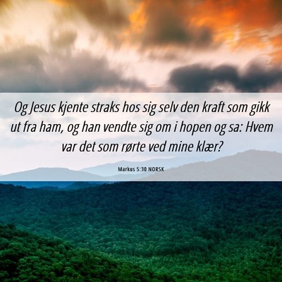 Picture 06 - Markus 5:30 NORSK - Og Jesus kjente straks hos sig selv den kraft som - Bible Verse Picture