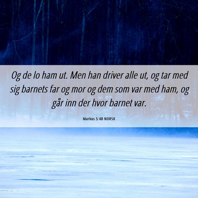 Picture 06 - Markus 5:40 NORSK - Og de lo ham ut. Men han driver alle ut, og tar - Bible Verse Picture