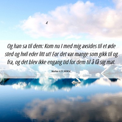 Picture 06 - Markus 6:31 NORSK - Og han sa til dem: Kom nu I med mig avsides til - Bible Verse Picture