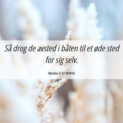 Picture 06 - Markus 6:32 NORSK - Så drog de avsted i båten til et øde sted for - Bible Verse Picture