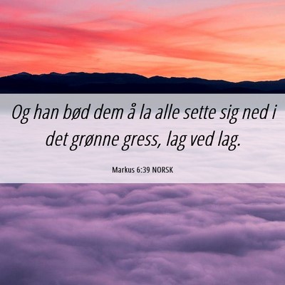 Picture 06 - Markus 6:39 NORSK - Og han bød dem å la alle sette sig ned i det - Bible Verse Picture