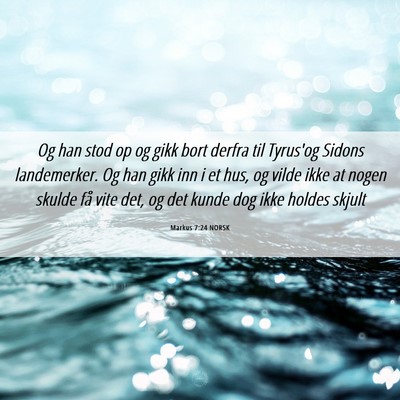 Picture 06 - Markus 7:24 NORSK - Og han stod op og gikk bort derfra til Tyrus'og - Bible Verse Picture