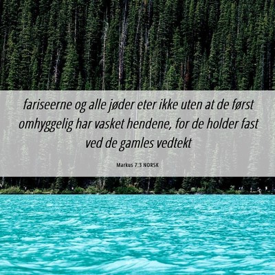 Picture 06 - Markus 7:3 NORSK - fariseerne og alle jøder eter ikke uten at de - Bible Verse Picture