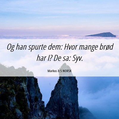 Picture 06 - Markus 8:5 NORSK - Og han spurte dem: Hvor mange brød har I? De sa: - Bible Verse Picture
