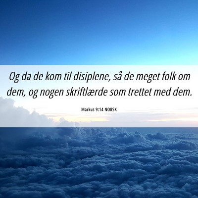 Picture 06 - Markus 9:14 NORSK - Og da de kom til disiplene, så de meget folk om - Bible Verse Picture