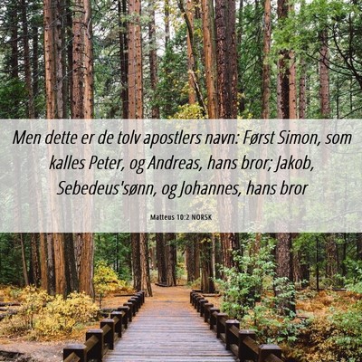 Picture 06 - Matteus 10:2 NORSK - Men dette er de tolv apostlers navn: Først - Bible Verse Picture