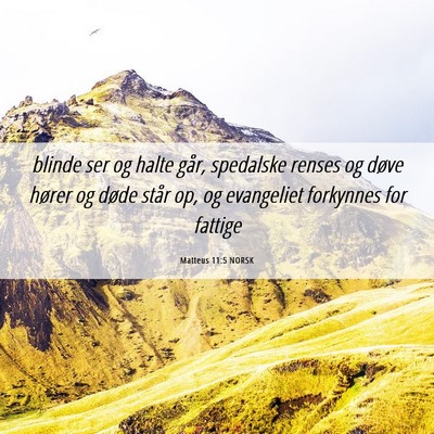 Picture 06 - Matteus 11:5 NORSK - blinde ser og halte går, spedalske renses og - Bible Verse Picture