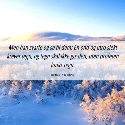 Picture 06 - Matteus 12:39 NORSK - Men han svarte og sa til dem: En ond og utro - Bible Verse Picture
