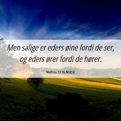 Picture 06 - Matteus 13:16 NORSK - Men salige er eders øine fordi de ser, og eders - Bible Verse Picture