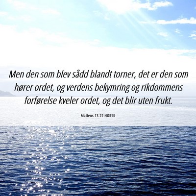 Picture 06 - Matteus 13:22 NORSK - Men den som blev sådd blandt torner, det er den - Bible Verse Picture