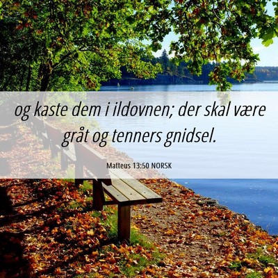 Picture 06 - Matteus 13:50 NORSK - og kaste dem i ildovnen; der skal være gråt og - Bible Verse Picture