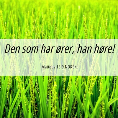 Picture 06 - Matteus 13:9 NORSK - Den som har ører, han - Bible Verse Picture