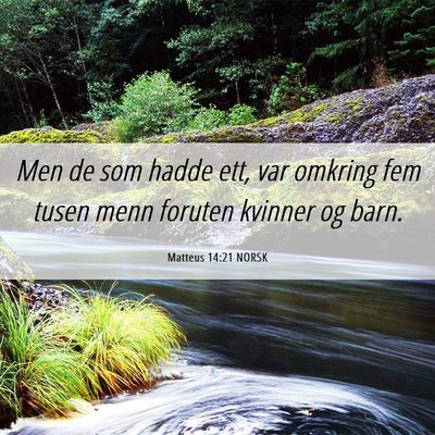 Picture 06 - Matteus 14:21 NORSK - Men de som hadde ett, var omkring fem tusen menn - Bible Verse Picture