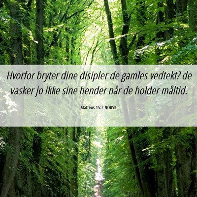 Picture 06 - Matteus 15:2 NORSK - Hvorfor bryter dine disipler de gamles vedtekt? - Bible Verse Picture