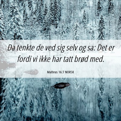 Picture 06 - Matteus 16:7 NORSK - Da tenkte de ved sig selv og sa: Det er fordi vi - Bible Verse Picture