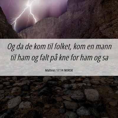 Picture 06 - Matteus 17:14 NORSK - Og da de kom til folket, kom en mann til ham og - Bible Verse Picture