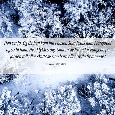 Picture 06 - Matteus 17:25 NORSK - Han sa: Jo. Og da han kom inn i huset, kom Jesus - Bible Verse Picture