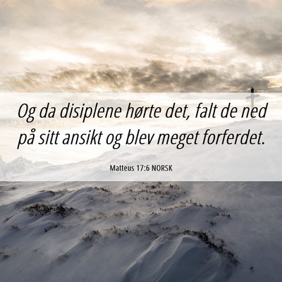 Picture 06 - Matteus 17:6 NORSK - Og da disiplene hørte det, falt de ned på sitt - Bible Verse Picture