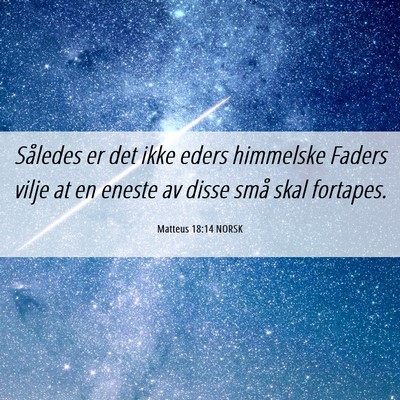 Picture 06 - Matteus 18:14 NORSK - Således er det ikke eders himmelske Faders vilje - Bible Verse Picture