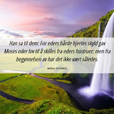 Picture 06 - Matteus 19:8 NORSK - Han sa til dem: For eders hårde hjertes skyld - Bible Verse Picture