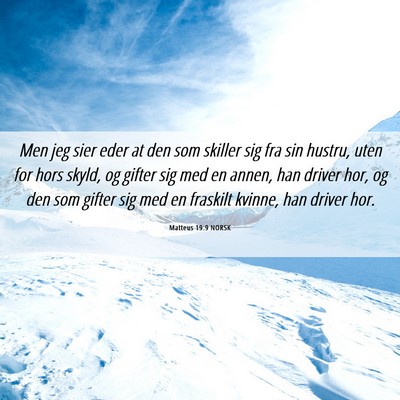 Picture 06 - Matteus 19:9 NORSK - Men jeg sier eder at den som skiller sig fra sin - Bible Verse Picture