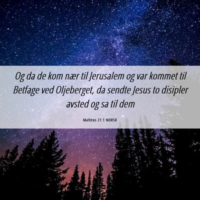 Picture 06 - Matteus 21:1 NORSK - Og da de kom nær til Jerusalem og var kommet til - Bible Verse Picture