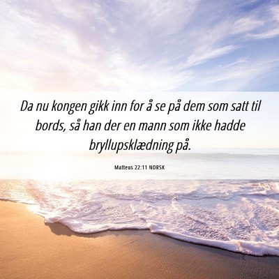 Picture 06 - Matteus 22:11 NORSK - Da nu kongen gikk inn for å se på dem som satt - Bible Verse Picture